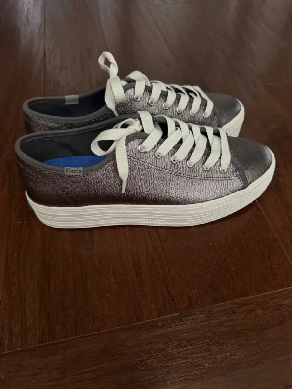 Keds platform metallic grey shoes
